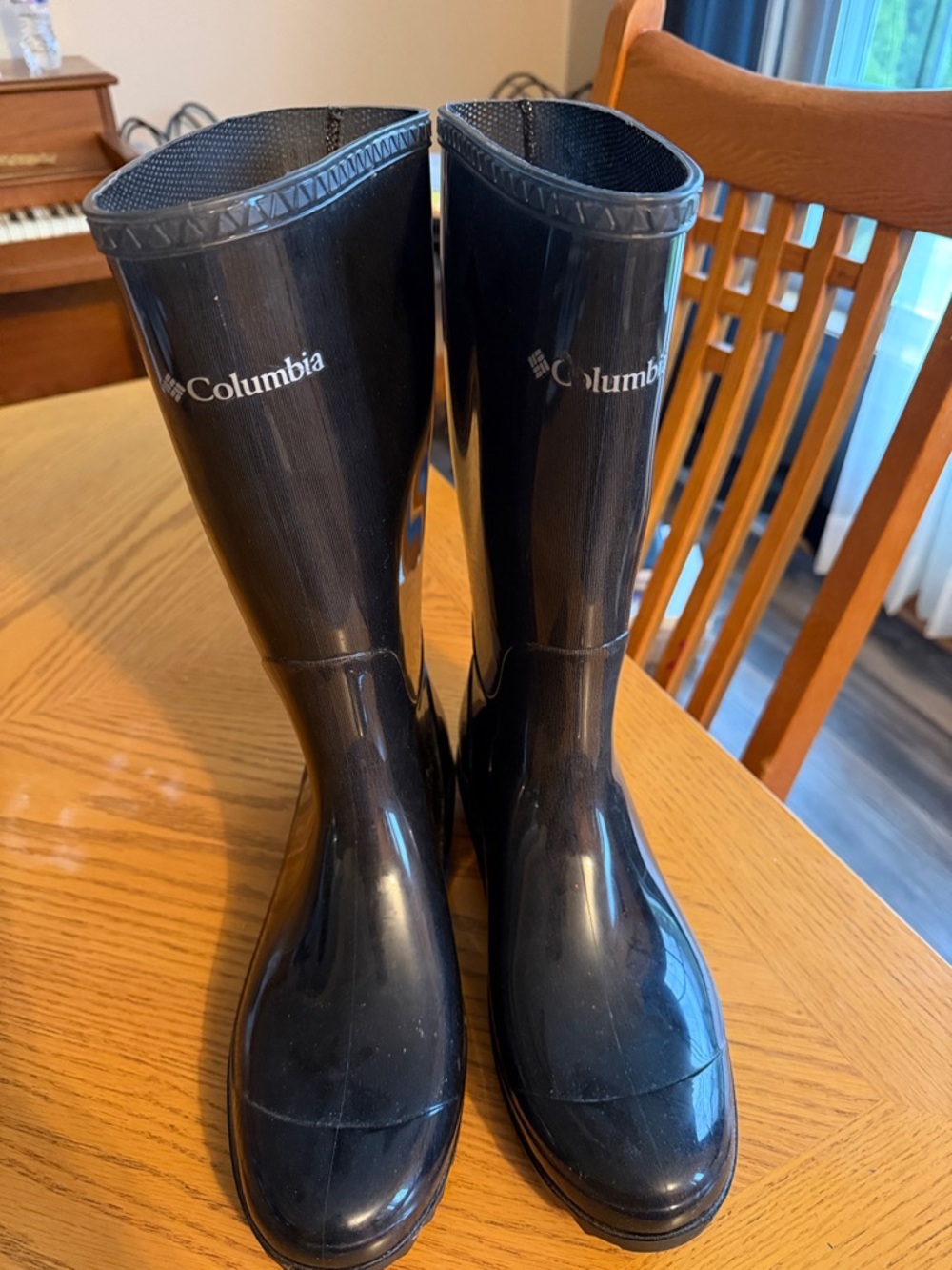 Columbia Black Glossy Tall Rain Boots